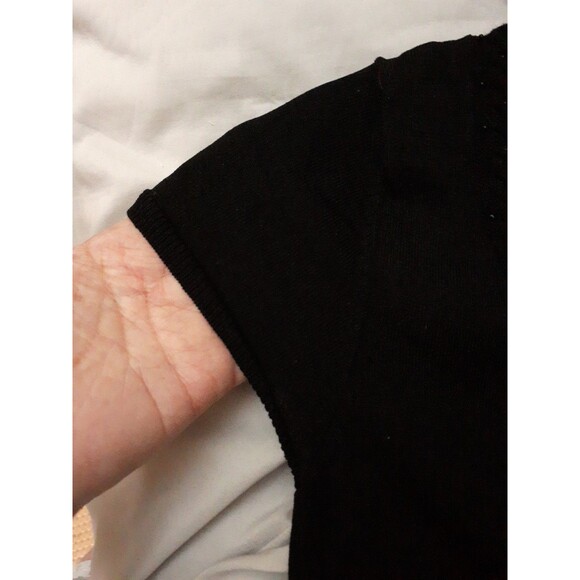 Jones Wear Top Black Beaded Crewneck Short Cap Sleeve Knit Blouse Summer S Shirt - Picture 8 of 11